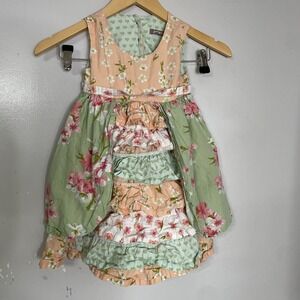 Jelly the Pug Hannah Tiered Ruffle Floral‎ Tea Party dress size 4T